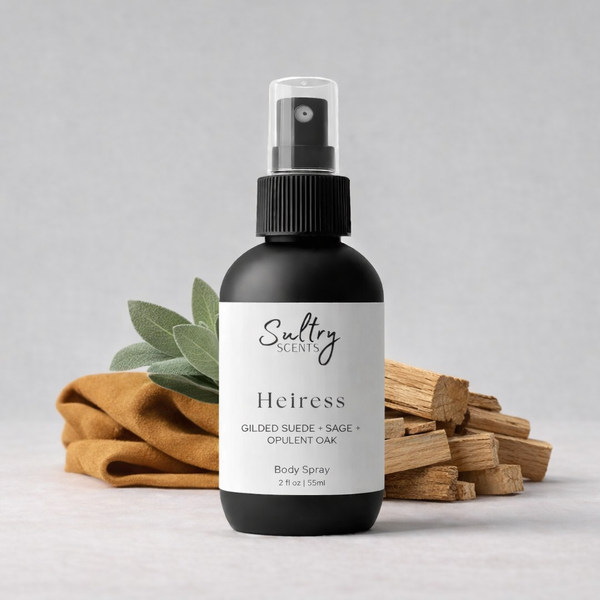 Sultry Scents Heiress Unique Luxury Body Spray with Gilded Suede and Opulent Oak Fragrance