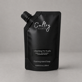 Sultry Scents Clutching My Pearls Vanilla Skin inspired luxury foaming hand soap in a sleek black 8 oz refill pouch