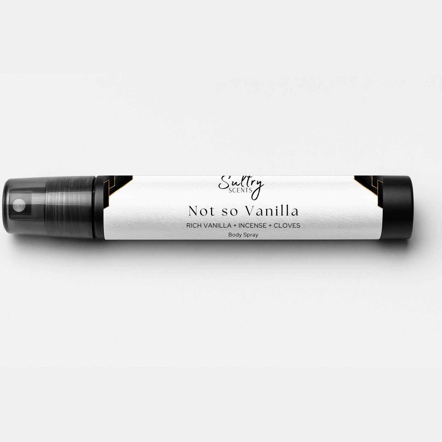 Vanille 44 dupe body spray in 10ml black spray bottle with white label