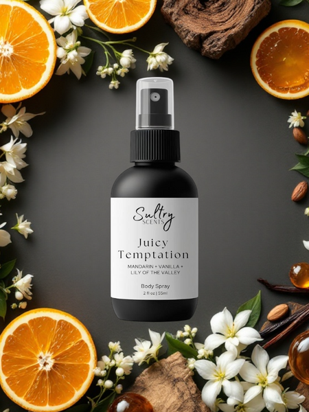 Sultry Scents Juicy Temptation Body Spray inspired by Viva La Juicy with fragrant mandarin and vanilla notes