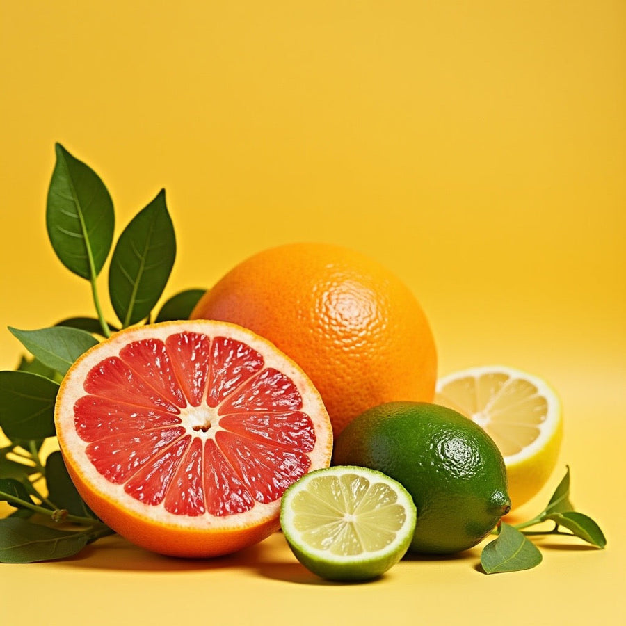 Volcano inspired foaming hand soap with fresh citrus fruits including grapefruit lime orange and lemon