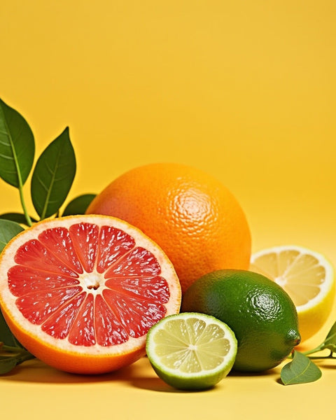 Volcano inspired foaming hand soap with fresh citrus fruits including grapefruit lime orange and lemon