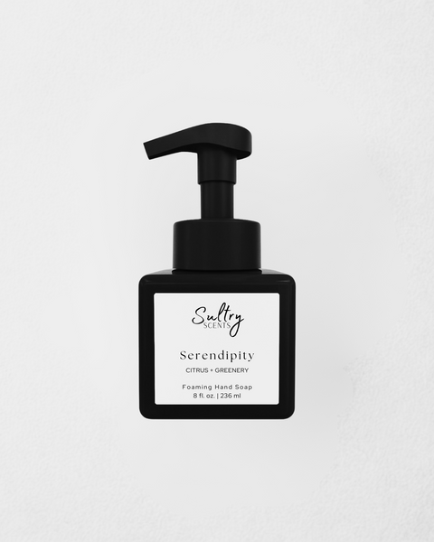 Sultry Scents Serendipity citrus greenery room spray in black bottle with white label