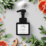 Sultry Scents Wood Sage & Sea Salt inspired foaming hand soap in sleek black pump bottle with natural ingredients