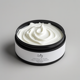 Sultry Scents Vanilla Body Cream dupe of Vanilla Skin in a black container with a creamy texture