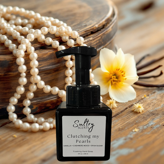 Sultry Scents Clutching my Pearls Vanilla Skin inspired luxury foaming hand soap with pearls and flowers