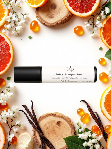 Viva La Juicy inspired perfume roll on by Sultry Scents with fruity and floral notes surrounded by citrus fruits