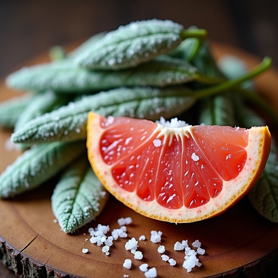 Jo Malone Wood Sage & Sea Salt inspired soap with natural ingredients and fresh grapefruit slice